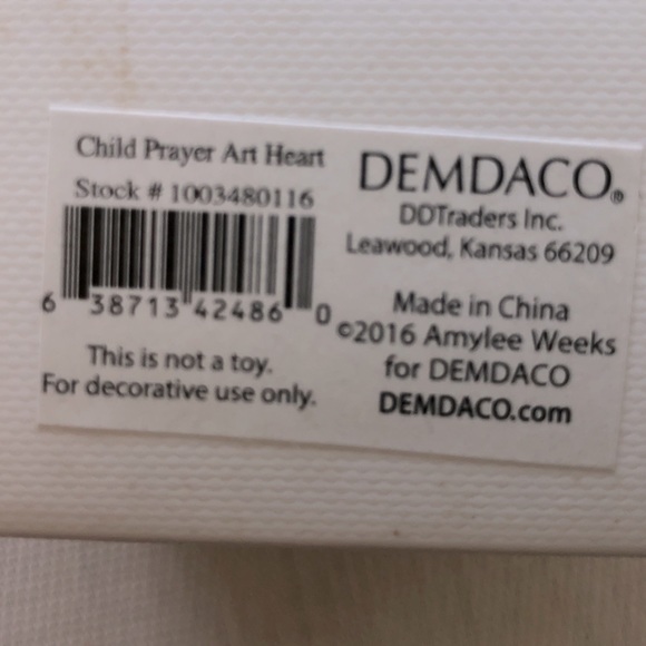 Demdaco Prayer Heart Decor Limited Edition Baby|Child Gift NWT in box - Picture 3 of 4